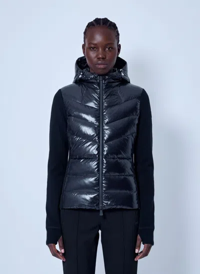 Moncler Hooded Quilted Down Vest In Blue