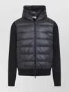 Moncler Hooded Quilted Front Cardigan Knitwear In Black