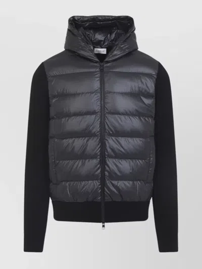 MONCLER HOODED QUILTED FRONT CARDIGAN KNITWEAR