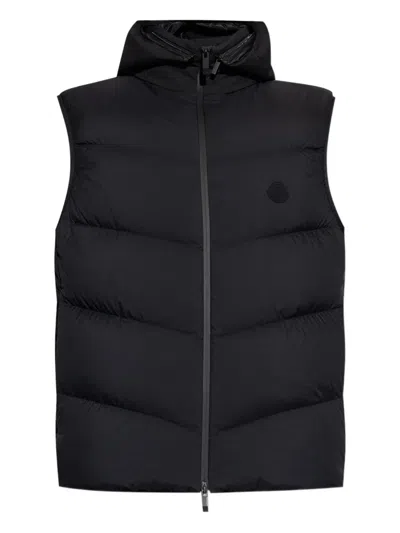 Moncler Hooded Quilted Gilet In Black