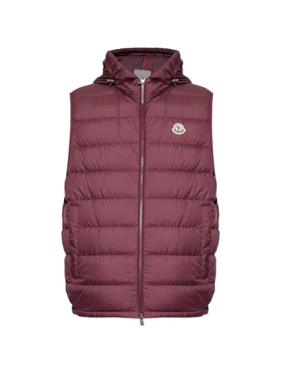 Moncler Hooded Quilted Gilet In Red
