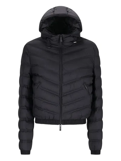 Moncler Hooded Quilted Jacket In Black