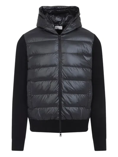 Moncler Padded Wool Zip-up Hoodie In Blue