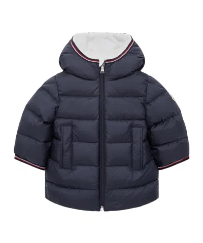 Moncler Hooded Quilted Jacket In Blue