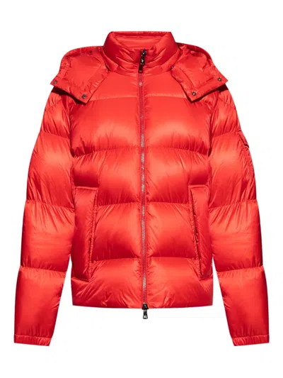 Moncler Hooded Quilted Jacket In Red