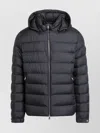 Moncler Hooded Down Jacket Featuring Elastic Cuffs In Blue