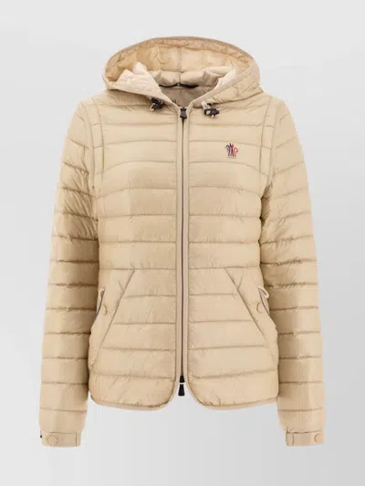 Moncler Hooded Quilted Jackets Side Pockets In Neutral
