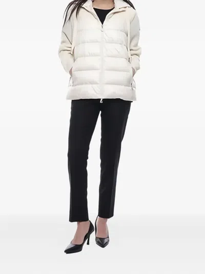 Moncler Hooded Quilted Knit Jacket In Neutral
