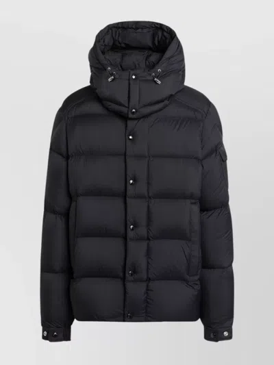 Moncler Hooded Quilted Long Sleeve Jacket In Black