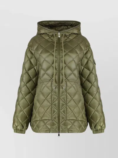 Moncler Hooded Quilted Nylon Down Jacket In Green