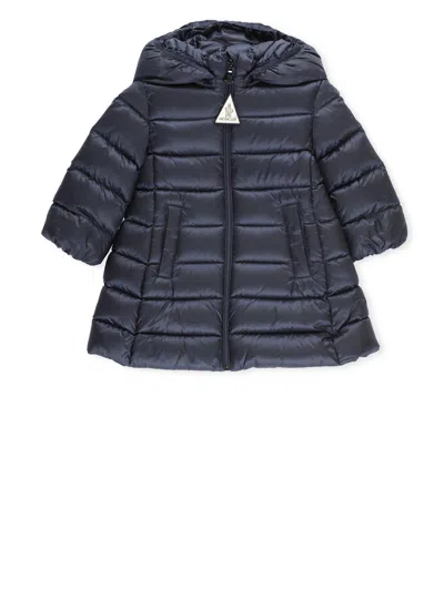 Moncler Kids' Hooded Quilted Puffer Coat In Blue