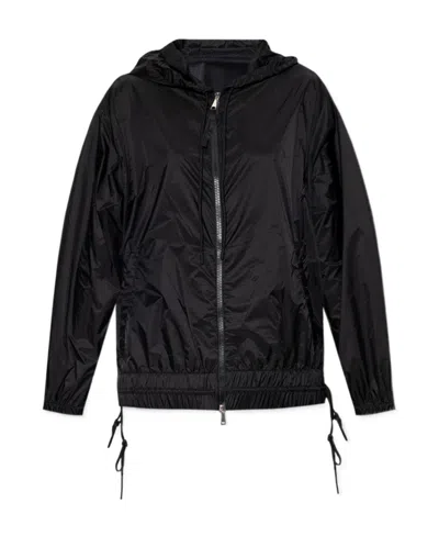 Moncler Hooded Rain Jacket In Black