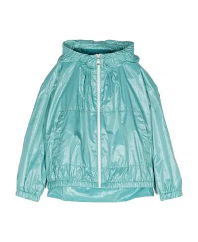 Moncler Hooded Rain Jacket In Blue