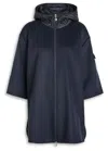 Moncler Hooded Shell And Wool-blend Cape Coat In Blue