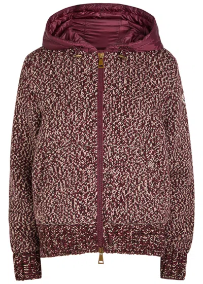 Moncler Hooded Shell And Wool Cardigan In Multi