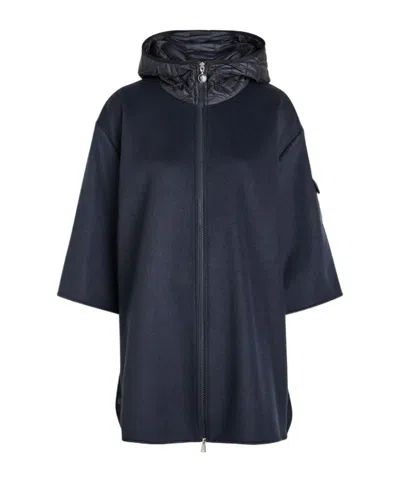 Moncler Hooded Shell And Wool-blend Cape Coat In Yellow