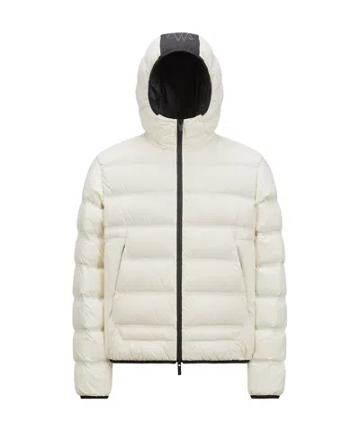 Moncler Hooded Short Down Jacket In Nude