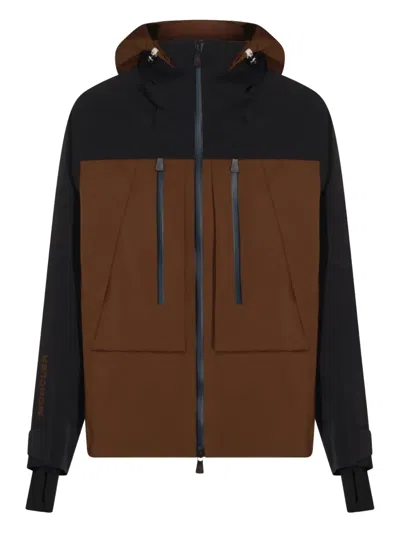 Moncler Hooded Ski Jacket In Brown