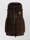 Moncler Hooded Sleeveless Jacket Drawstring Hem In Burgundy