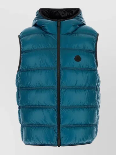 Moncler Hooded Sleeveless Pantestrel Nylon Down Jacket In Blue