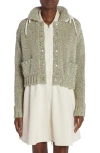 Moncler Rib-knit Hooded Cardigan In Sage