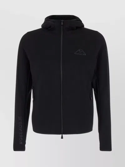 Moncler Hooded Sweatshirt In Technical Fabric In Black