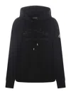 Moncler Hooded Sweatshirt  "glitter Logo" In Nero