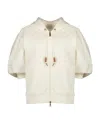 Moncler Drawstring-hood Kangaroo-pocket Jacket In White