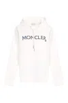 Moncler Logo-embroidered Drawstring Cotton Hoodie In White