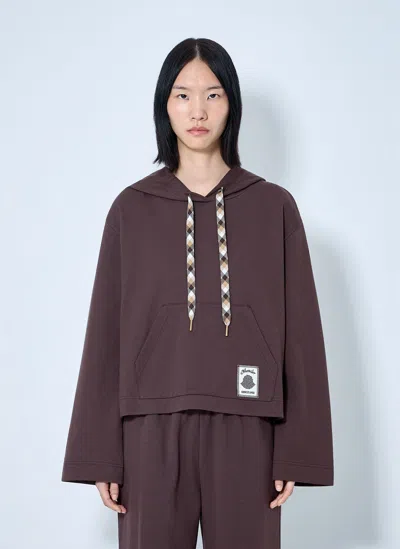 Moncler Hooded Sweatshirt With Contrast Drawstrings In Brown