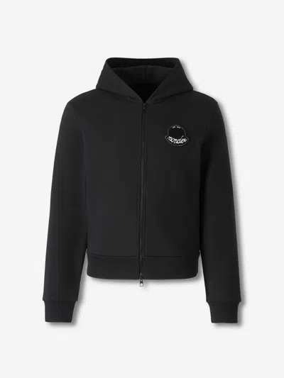 Moncler Hooded Sweatshirt With Zipper In Black