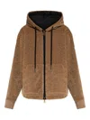 Moncler Reversible Jacket With Drawstring Hood And Logo Patch On The Sleeve In Brown