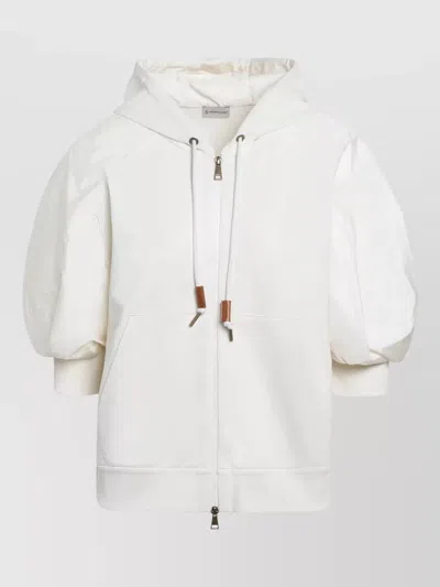 Moncler Hooded Top Drawstring Detail Front Pockets In White