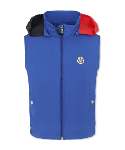 Moncler Hooded Vest In Blue