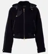 Moncler Juvigny Hooded Tweed Bomber Jacket In Blue