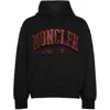 MONCLER HOODED WITH RED GLITTER LOGO PULLOVER COTTON SWEATSHIRT