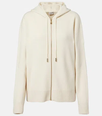Moncler Hooded Wool And Cashmere Zip-up Cardigan In White