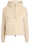 Moncler Hooded Wool-blend And Teddy Jumper In Neutral