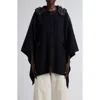 Moncler Hooded Wool Blend Cape In Black