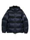 Moncler Hooded Zip-fastening Coat In Blue