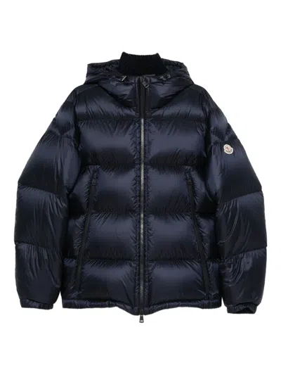 Moncler Hooded Zip-fastening Coat In Blue