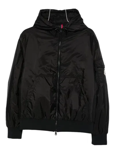 Moncler Hooded Zip-front Jacket In Black