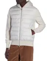 Moncler Hooded Zip Front Quilted Jacket In Light Beige