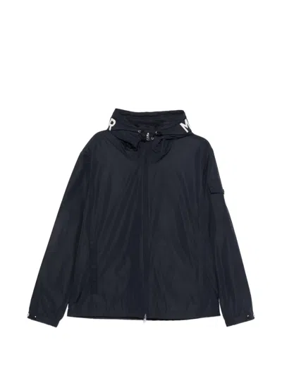 Moncler Hooded Zip Jacket In Blue