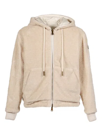 Moncler Hooded Zip Jacket In Neutral