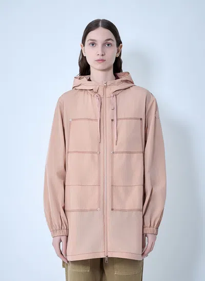 Moncler Hooded Zip Jacket In Pink