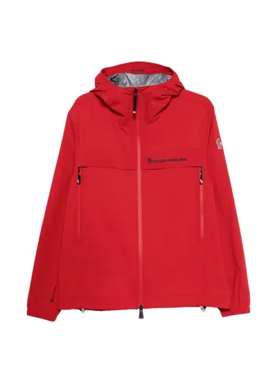 Moncler Hooded Zip Jacket In Red