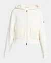 Moncler Ivory Zip-up Hoodie With Knit Details In White