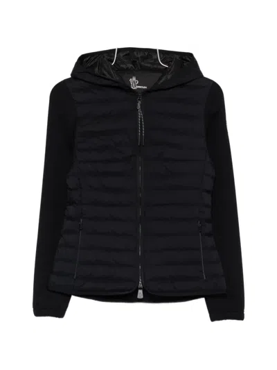 Moncler Hooded Zip-up Cardigan In Black