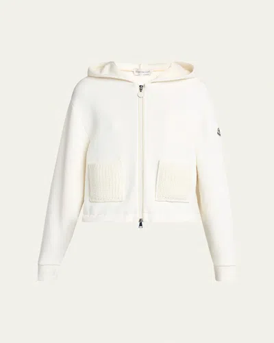 Moncler Hooded Zip-up Cardigan In White